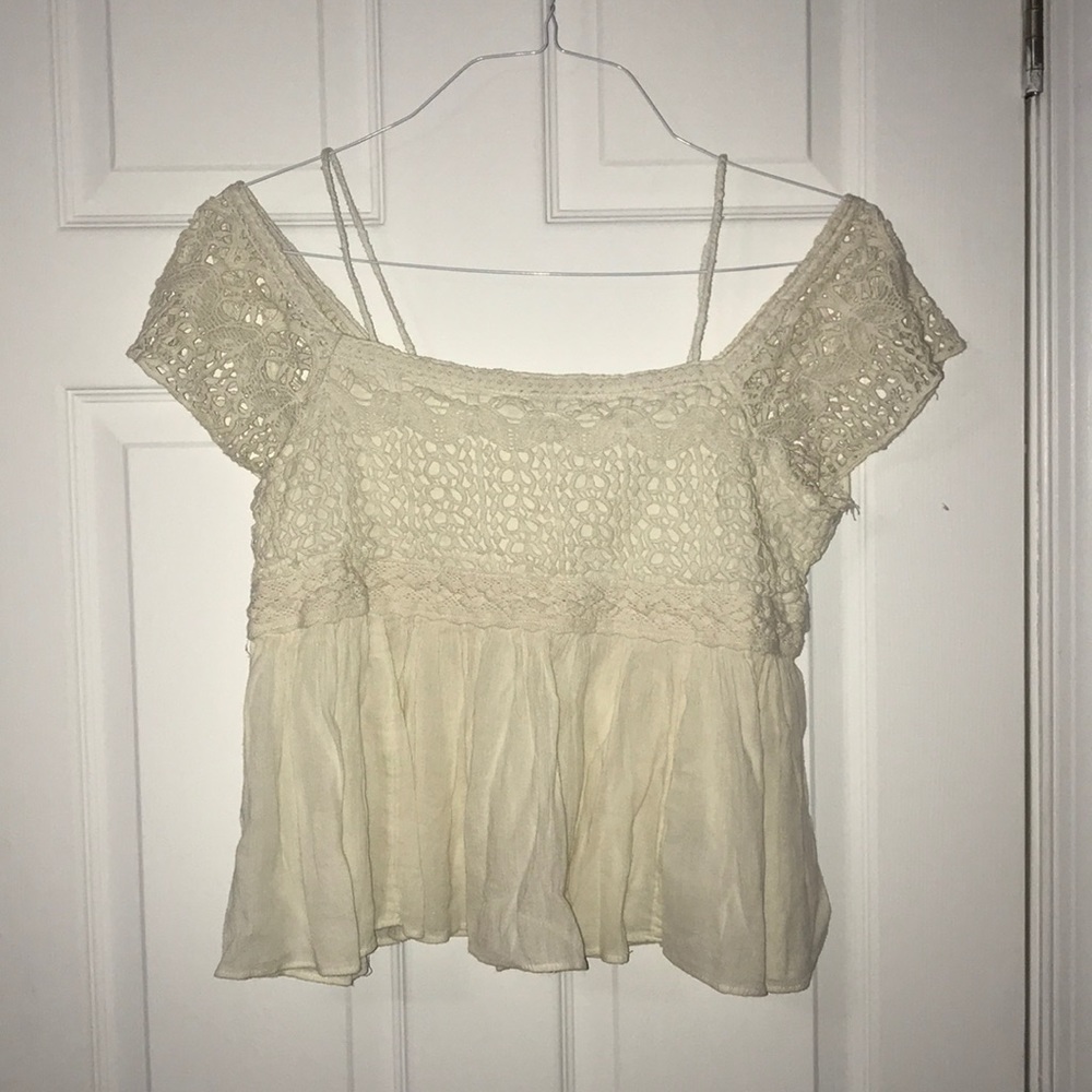 Lace across the shoulder shirt